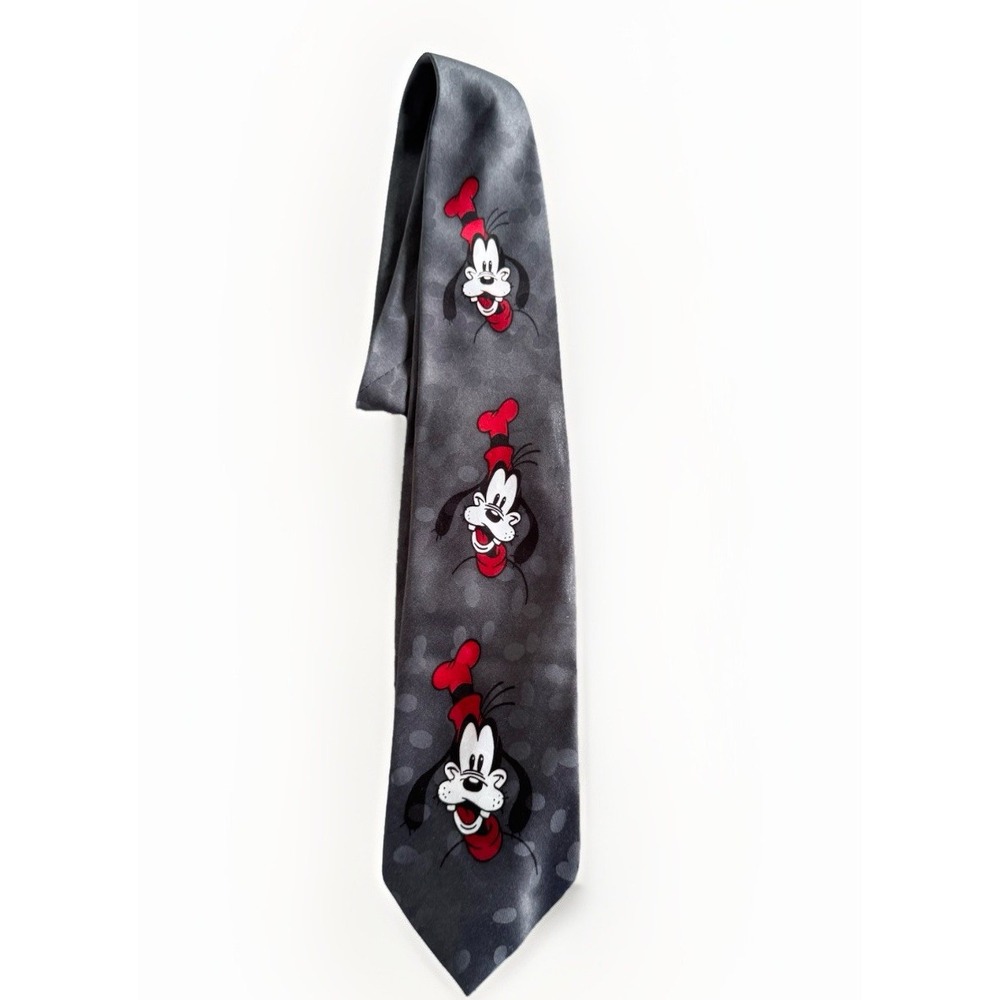 Cervantes Walt Disney GOOFY Tie Mens One Size Gray Mickey Mouse USA Silk 55"